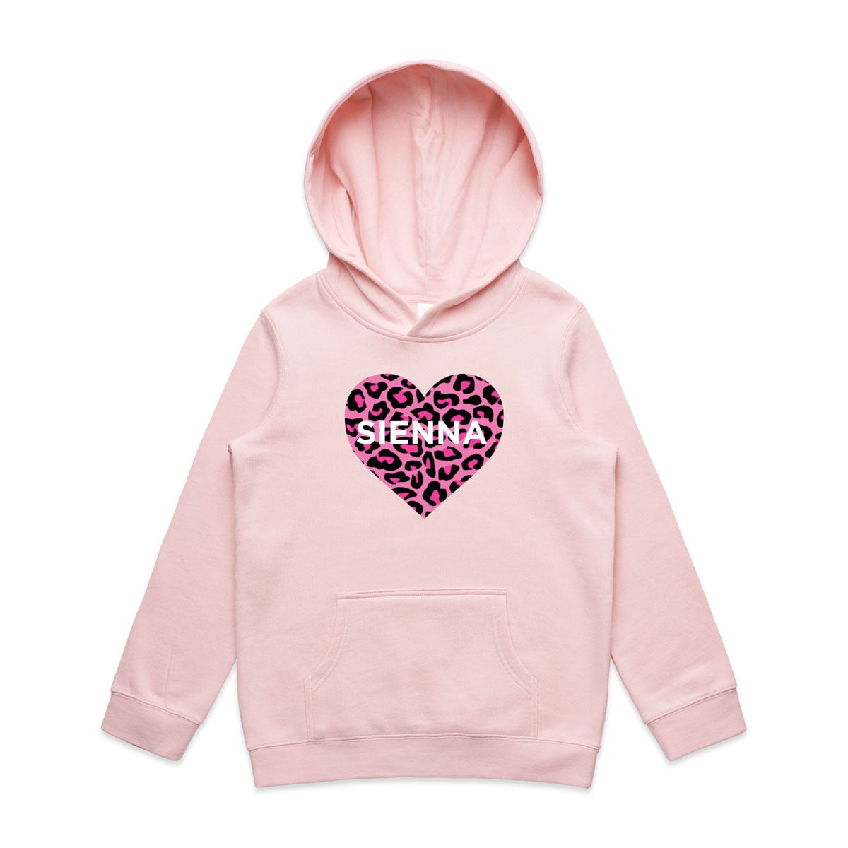 Kids Personalised Leopard Heart Hoodie Cackleberry Designs